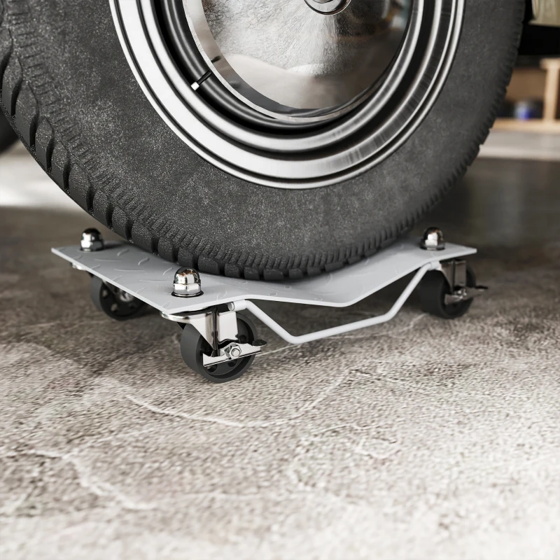 DURHAND manoeuvreerkrikken 2 stuks manoeuvreerhulp bandenwisselkrik met 4 rollen voor auto's grijs 40,5 l x 30 b x 13,5 h cm | Aosom.de