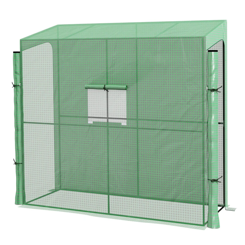 Outsunny Anleun-kas Kweekbak Kassen, oprolbare deuren, weerbestendig, 200 cm x 80 cm x 200 cm, Groen