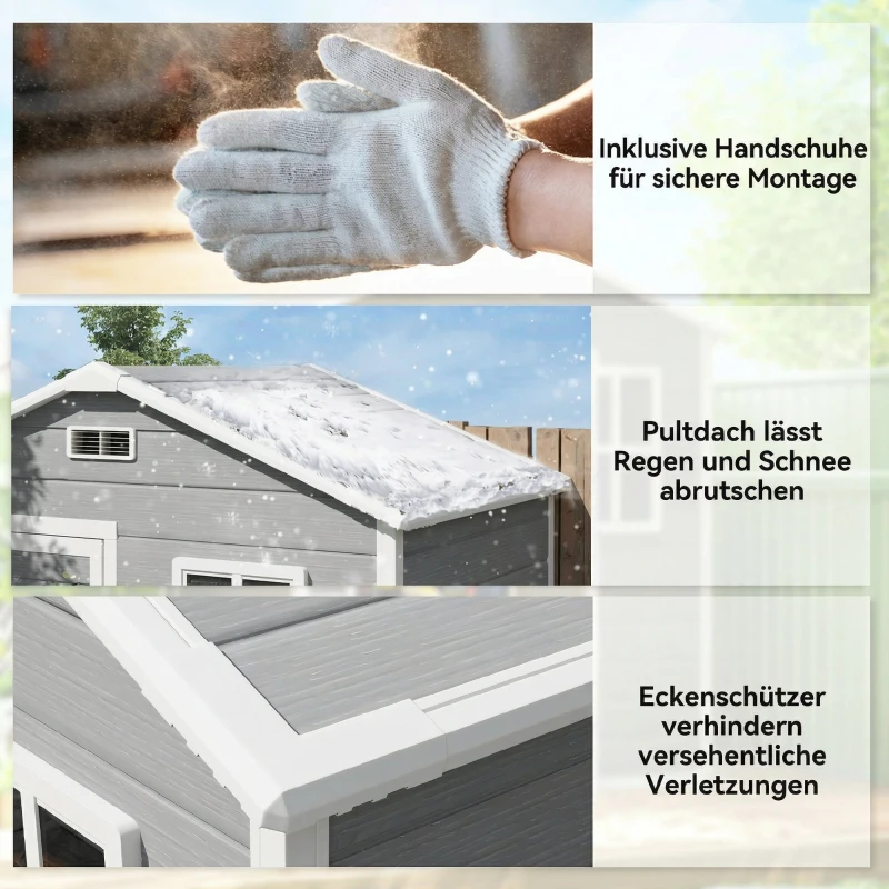 Outsunny Opbergkast 1,9 m² 182 x 121 x 200 cm tuinschuur met zadeldak, vloer, afsluitbare deur