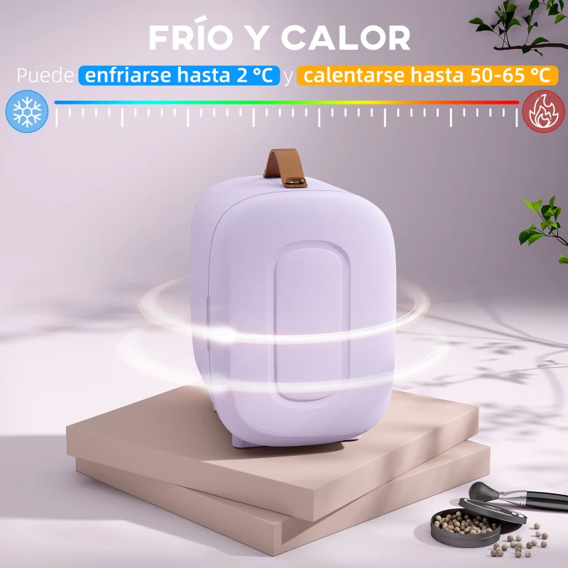 HOMCOM Nevera Pequeña Extrasilenciosa 4L 9V/240V para Enfriar y Calentar Mini Frigorífico 20,3x26,3x28 cm Violeta