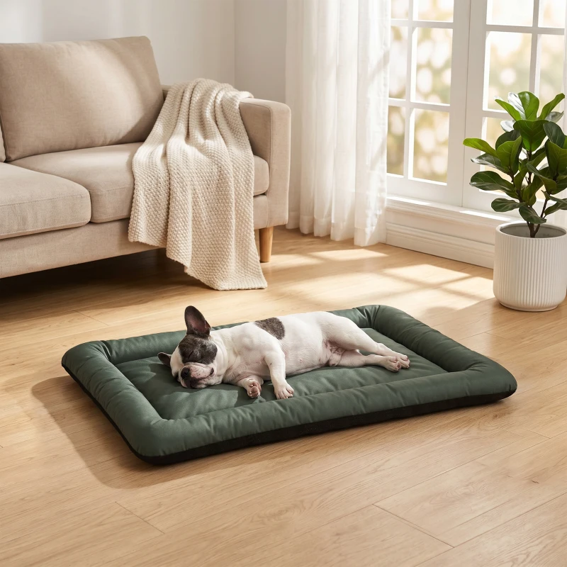 PawHut Waterproof Dog Bed, Foldable Pet Bed with Anti-Slip Bottom, Machine Washable for Small Puppies and Cats, 90 x 60 x 5 cm