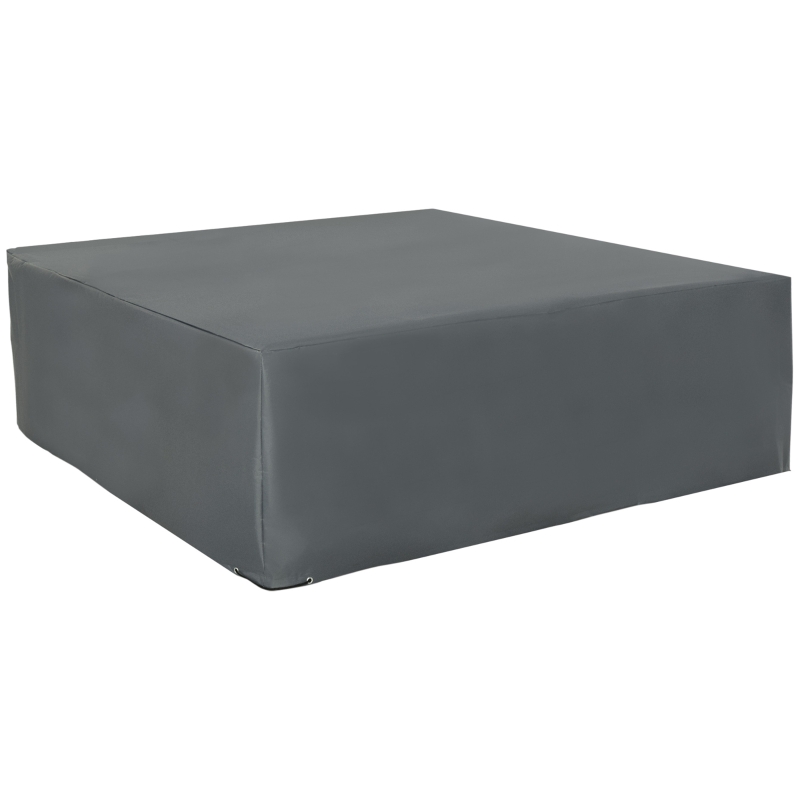 Outsunny 205x192cm Outdoor Garden Rattan Furniture Protective Cover Water UV Resistant Grey