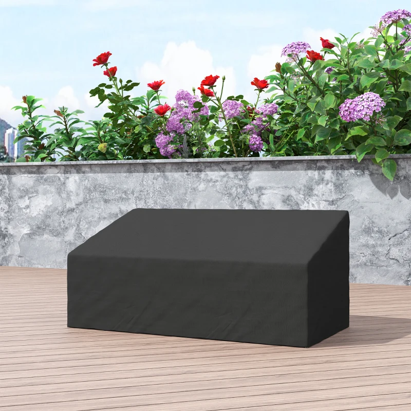 Outsunny 600D Oxford Cloth Garden Furniture Cover Waterproof, 3 Seater Sofa Protector for Patio, Outdoor, Black, 218 x 111 x 63-101 cm