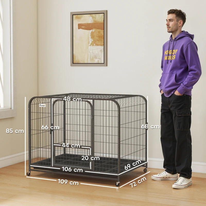 PawHut Heavy Duty Dog Crate,109 x 72 x 85 cm, Large Dog Cage for Small to Large Breeds
