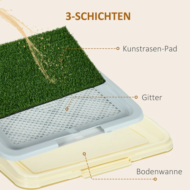 PawHut Honden Toilet Puppy Toilet Hondenbak, 2 Lagen, Kunstgras, Herbruikbaar, 63 x 485 x 6 cm, Groen + Wit