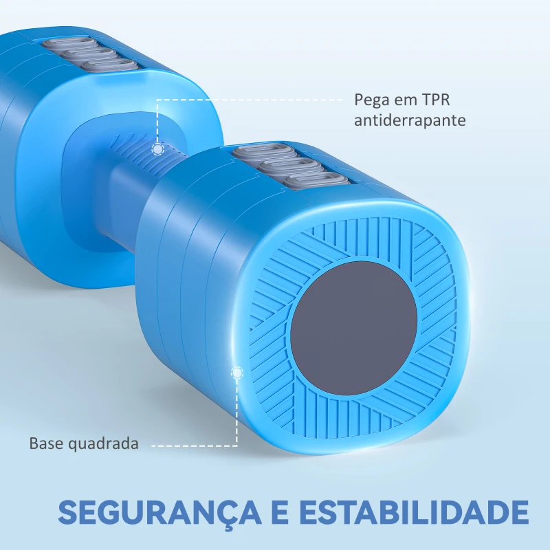 SPORTNOW Conjunto de Halteres Ajustáveis 4 em 1 1/1,5/2/2,5 kg com Pegas Antideslizantes e Design Quadrado Azul