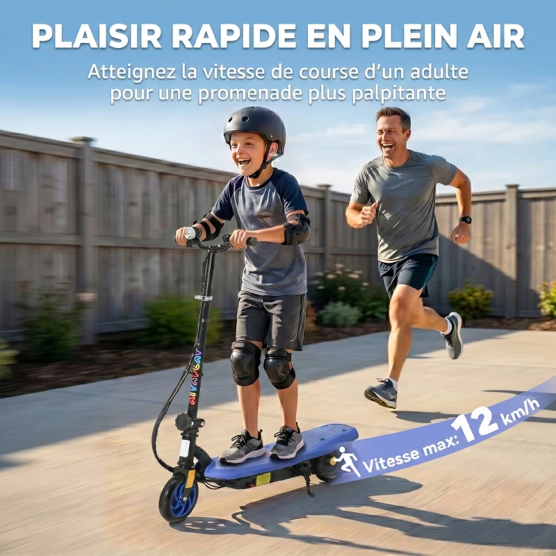 HOMCOM Trottinette électrique 120 W pliable pour enfant 7-14 ans 12 Km/h max. autonomie 10 Km max. bleu