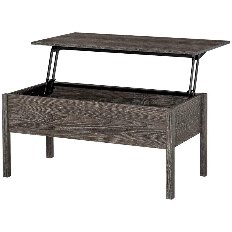 HOMCOM Couchtisch 2-in-1 Design Couchtisch und Esstisch Höhenverstellbar Natur