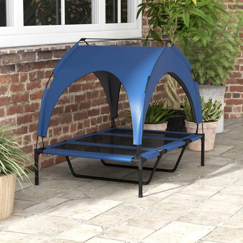 PawHut Hondenbed voor buiten, weerbestendig, verhoogd frame, 106 x 76 x 94 cm, Donkerblauw
