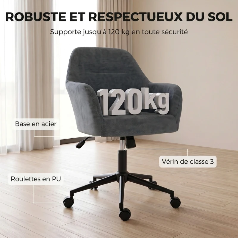 HOMCOM Chaise Bureau Ergonomique, Fauteuil de Bureau en Chenille avec Hauteur Réglable, Fonction Bascule, Bleu