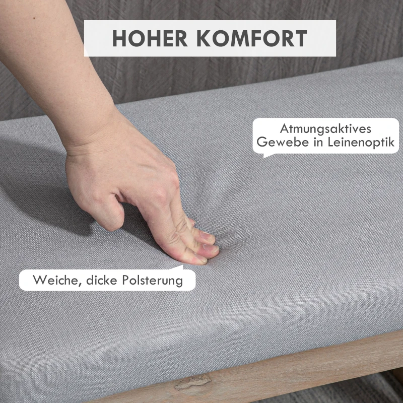 HOMCOM Voetenbank in Scandinavisch design, zithocker, voetenbank, 68 cm x 38 cm x 42 cm, grijs + natuurlijk