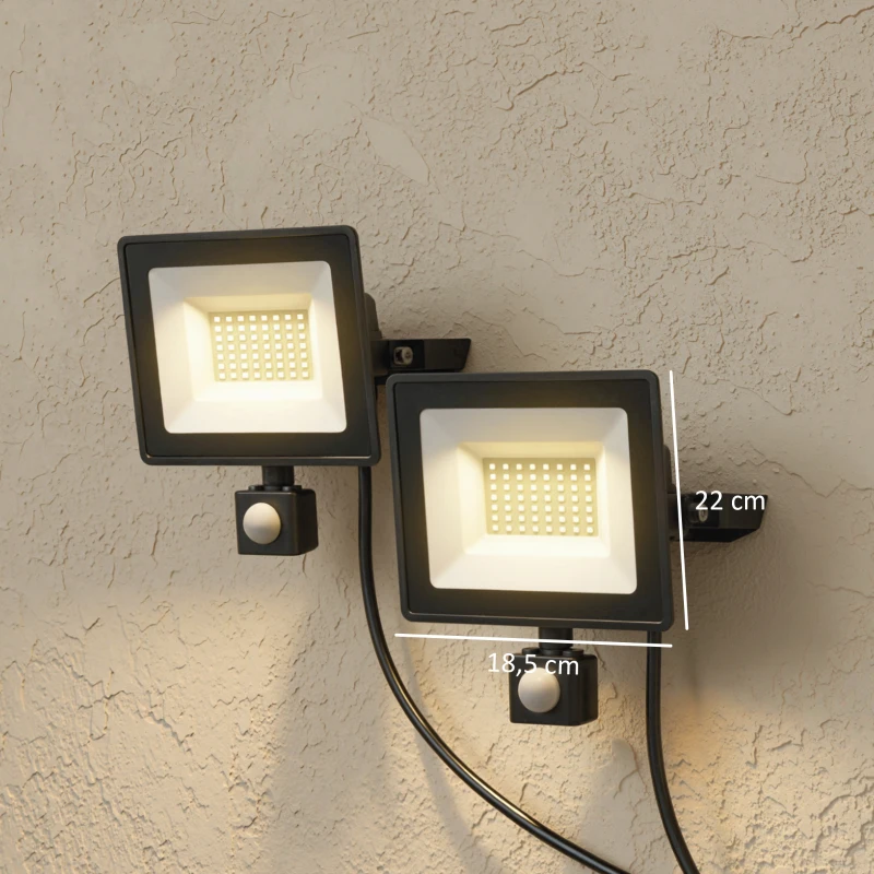 HOMCOM 50W Arbeitslampe, verstellbar, 3 Modi, Aluminium, flexibel einsetzbar, Schwarz