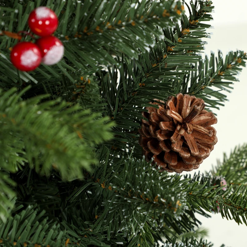 HOMCOM Slim Gracious Pine Xmas Tree, 6ft/180cm Artificial Christmas Tree with 688 Branch Tips, Foldable Steel Stand, Green