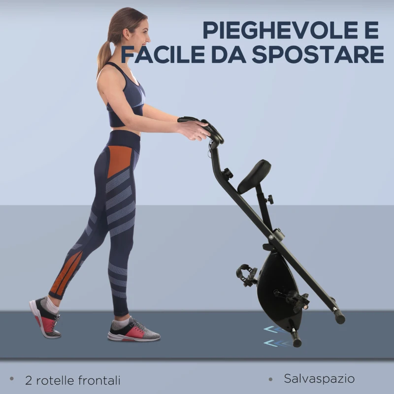 HOMCOM Cyclette Professionale con Resistenza e Altezza Regolabile, in Acciaio e PP, 41x86x112 cm, Nera