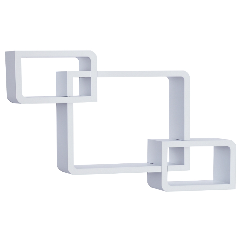 HOMCOM Wandstelling hangende stelling met 3 vakken kubus stelling opbergruimte MDF 2 kleuren