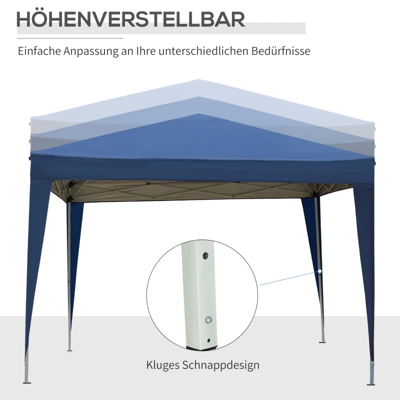 Outsunny Paviljoen, Partytent, 4 afneembare zijwanden, 2 ramen, metalen frame, 2,95 x 2,95 m, Blauw