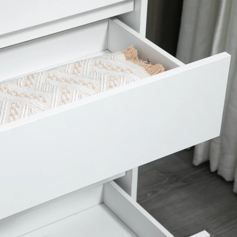 HOMCOM Cassettiera 5 Cassetti Minimal in Legno, 80x40x109 cm, Bianco e color Rovere