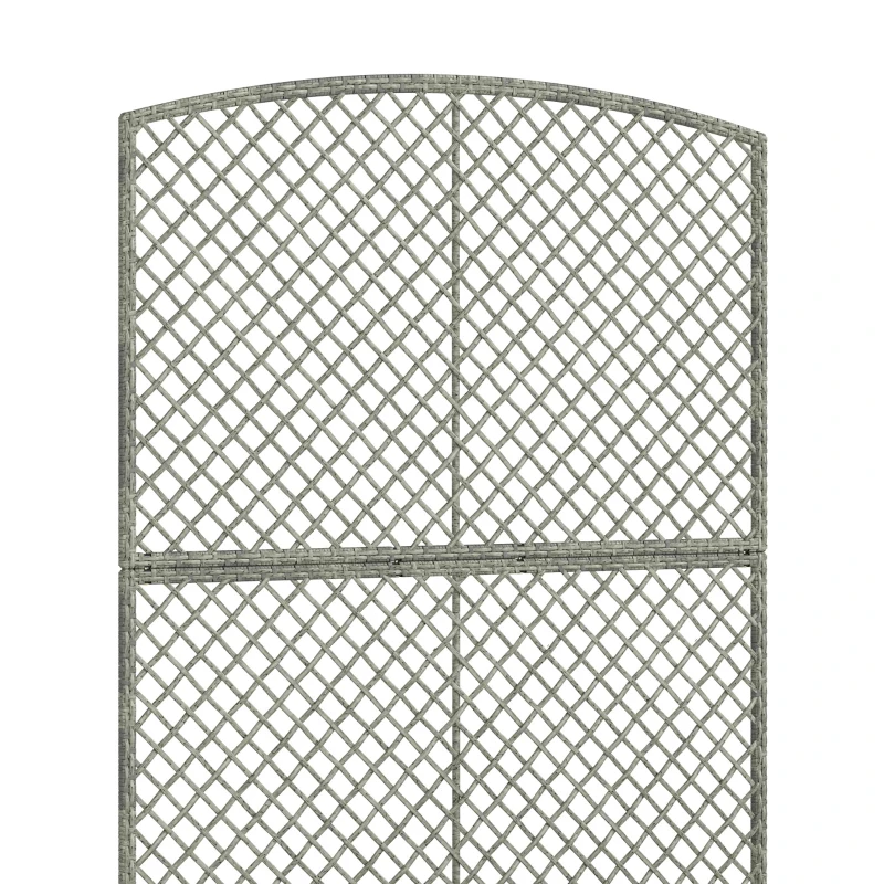 Outsunny Rattan Planter with Trellis, Raised Beds for Garden with Liner for Climbing Plants Vegetables Flowers, Dark Grey