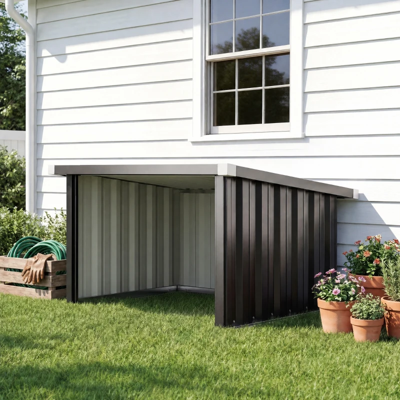 Outsunny Abri Robot Tondeuse Garage pour Robot Tondeuse avec Toit incliné en acier galvanisé, 108 x 86 x 62,5 cm, gris foncé