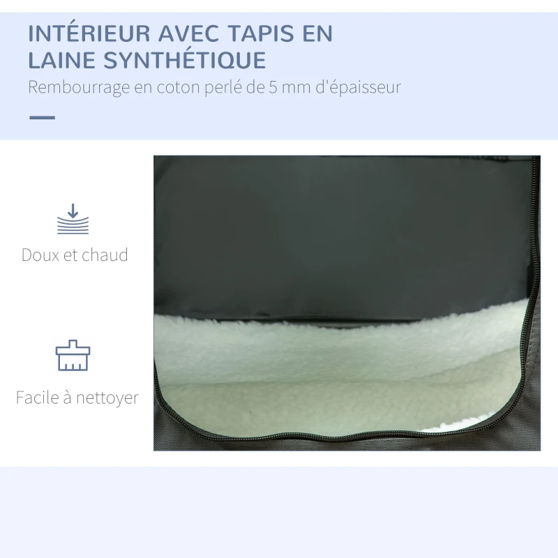 PawHut Sac de transport pliable pour animaux de compagnie avec poignée tissu en maille 60 x 42 x 42 cm gris noir