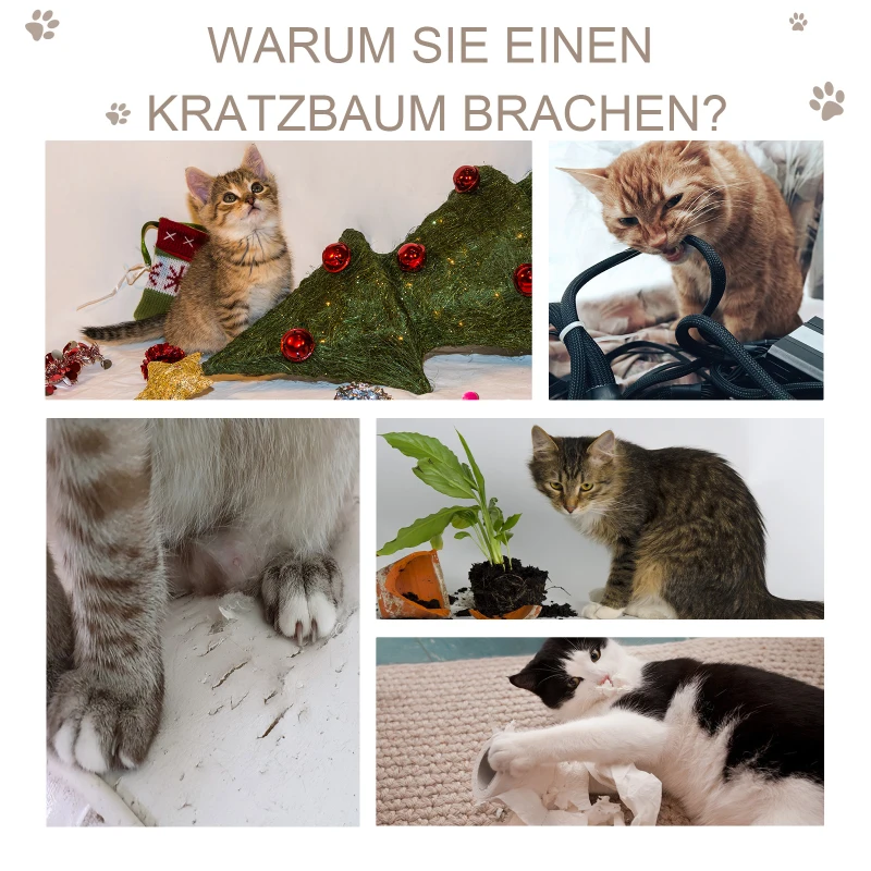 krabpaal kattenboom met krabplank zacht kussen pluche sisal grijs