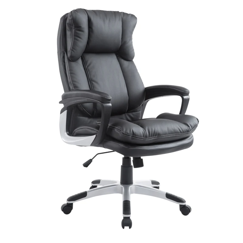 HOMCOM Silla Ejecutiva de Escritorio Silla de Despacho con Ruedas y Reposabrazos Altura Ajustable 66x71x110-120,5 cm Negro