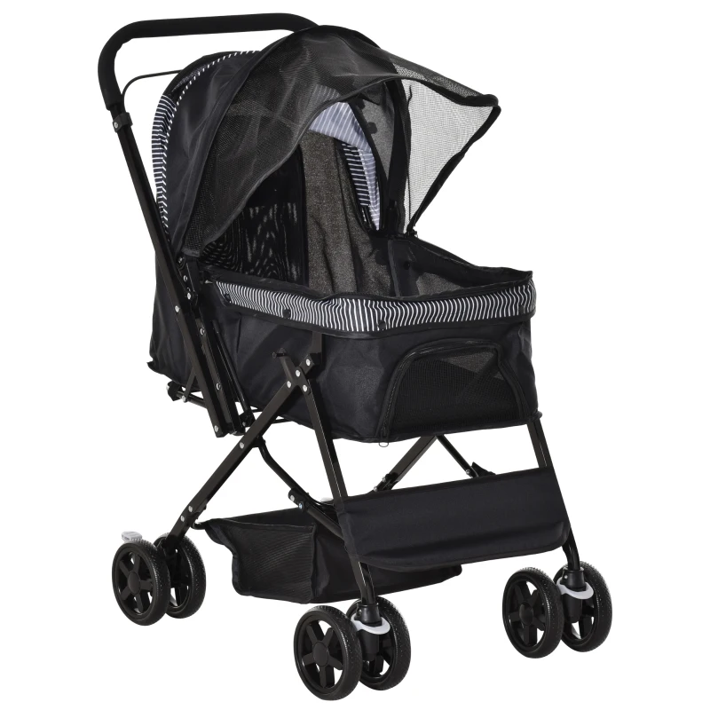 PawHut Hondenbuggy voor Kleine Honden en Katten - Oxford Zwart - 76,5 x 52 x 95 cm