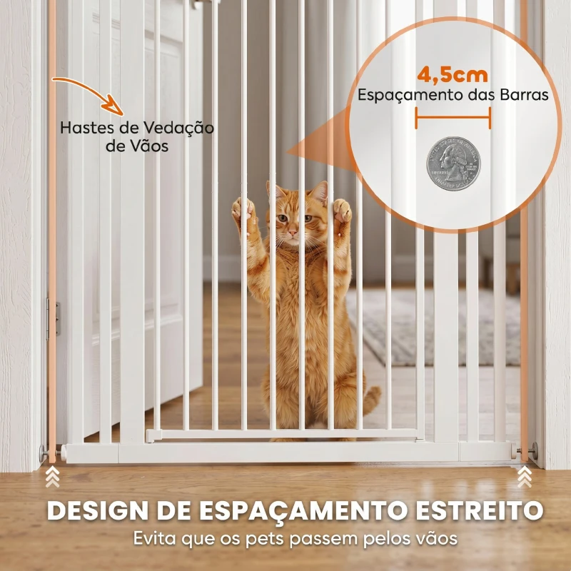 PawHut Barreira de Segurança Extra Alta 160 cm para Crianças e Animais, Ajustável 76-105 cm com Fecho Automático