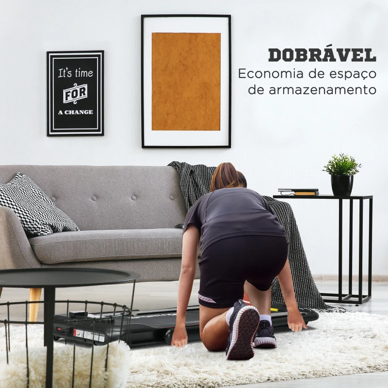 SPORTNOW Passadeira Dobrável 2 em 1 com Velocidade 12km/h Superfície de Corrida 36x105 cm e Controlo Remoto 135x65x105 cm Preto