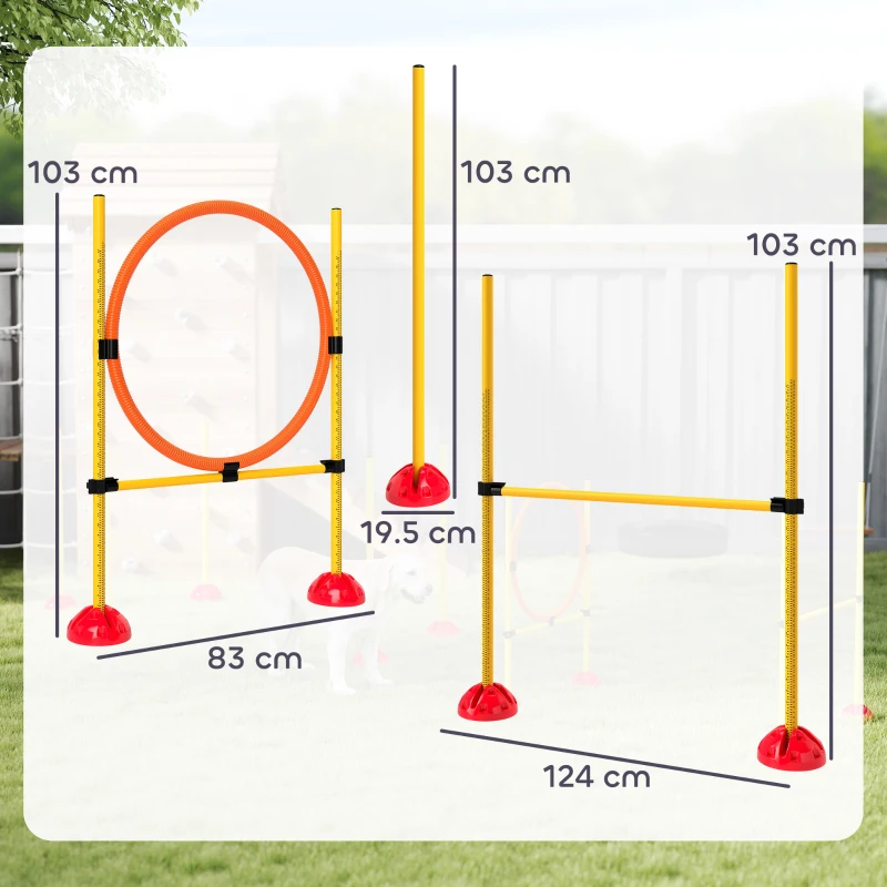 PawHut 4-Delige Agility-Set voor Honden met Vulbare Basis voor Training