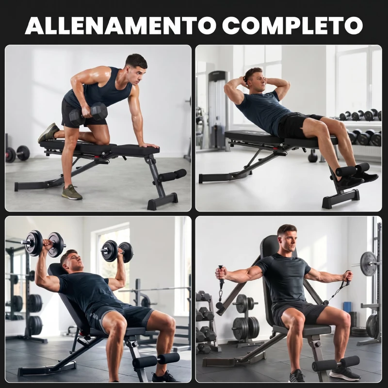 SPORTNOW Panca Regolabile con Bande di Resistenza, Pieghevole Inclinata/Declinata/Piana