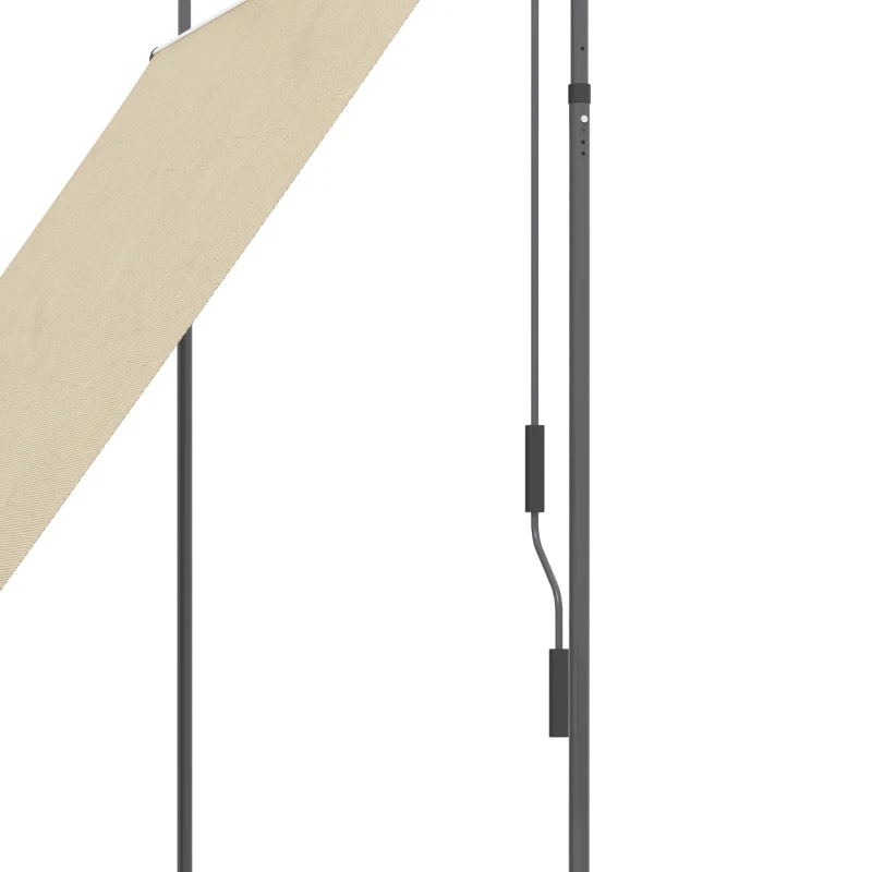 Outsunny Toldo Manual Retrátil com Manivela 200x120x210-300 cm com Altura Ajustável Impermeável para Jardim Varanda Bege