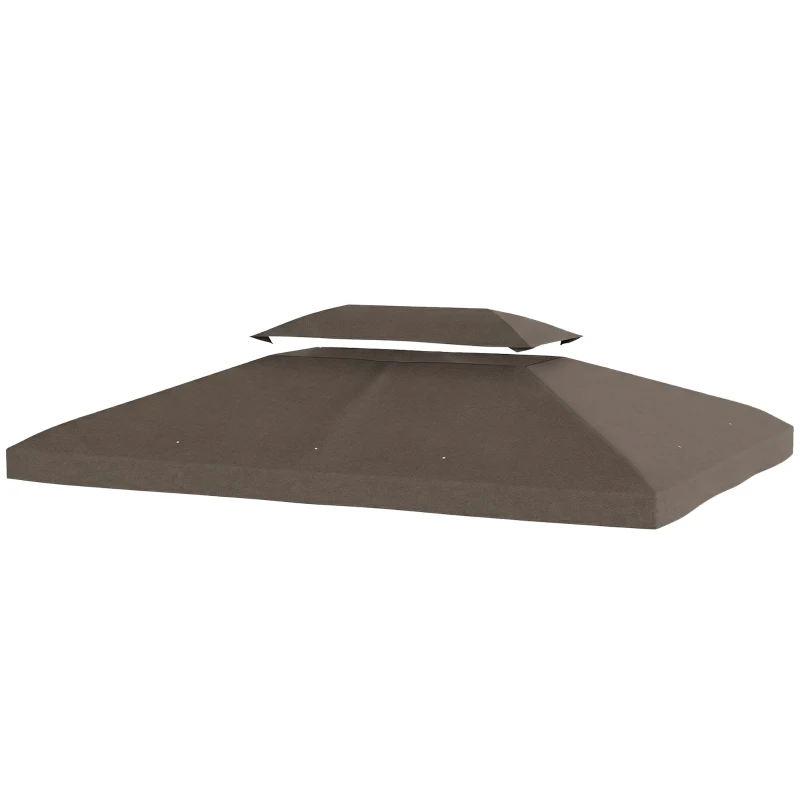 Outsunny Teto de Reposição 4x3 m com Teto Duplo Orifícios de Drenagem e Proteção UV Apenas Teto NÃO Inclui Estrutura Castanho