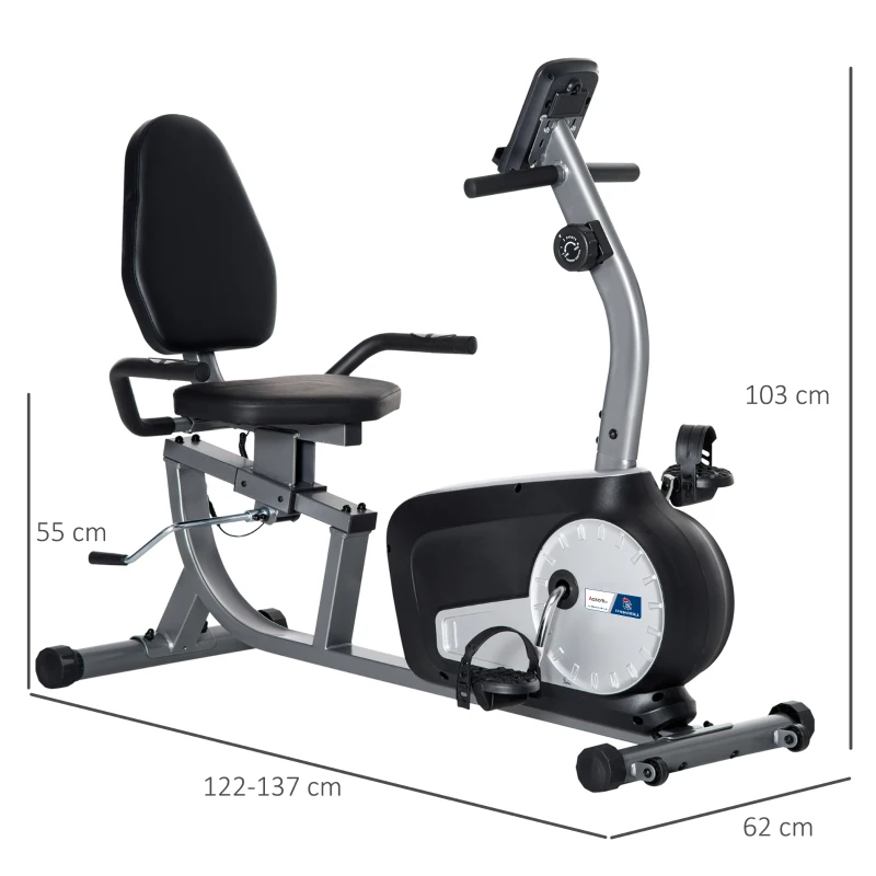 Vélo d'appartement semi-allongé vélo couché - Aosom.fr x FFHandball - écran LCD siège réglable 8 niveaux de résistance