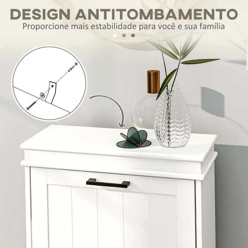 HOMCOM Sapateira Estreita com 2 Gavetas Basculantes Moderno com Prateleiras Ajustáveis para 10 Pares Branco