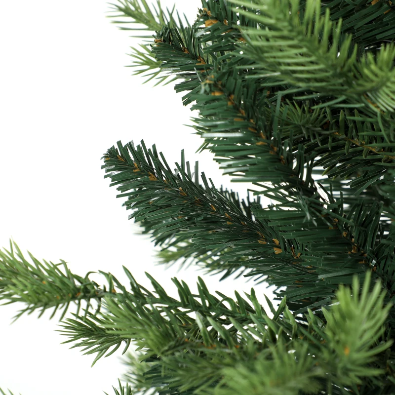 HOMCOM Geneva Fir Hinged Xmas Tree, 6ft/180cm Artificial Christmas Tree with 1610 Branch Tips, Foldable Steel Stand, Green