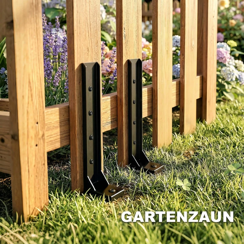 Outsunny Zaunpfosten Reparaturset 2er-Set Stützpfähle für Zaunpfosten mit Nägeln Bohrer 81 x 5,5 x 12 cm Schwarz