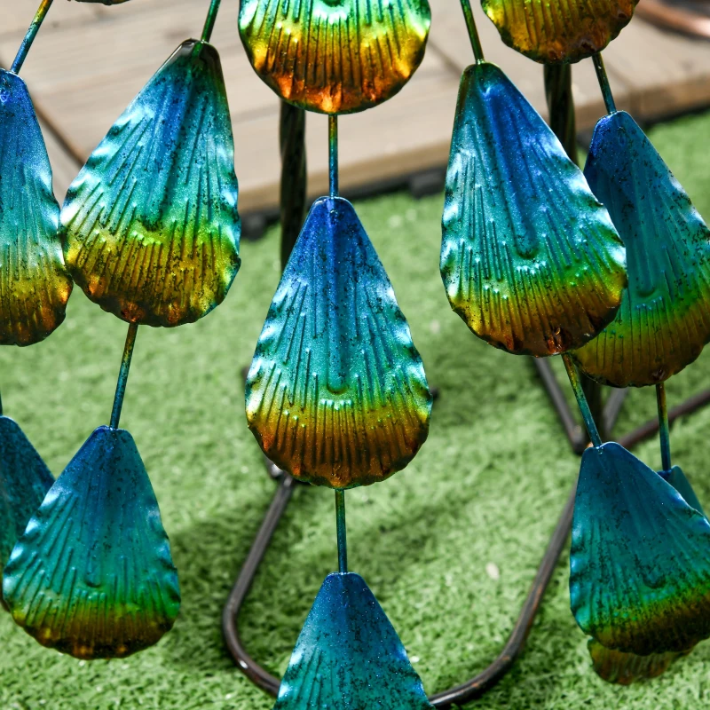 Outsunny Gartenstatur Gartendekoration Pfau, 25 x 29 x 59 cm, Mehrfarbig