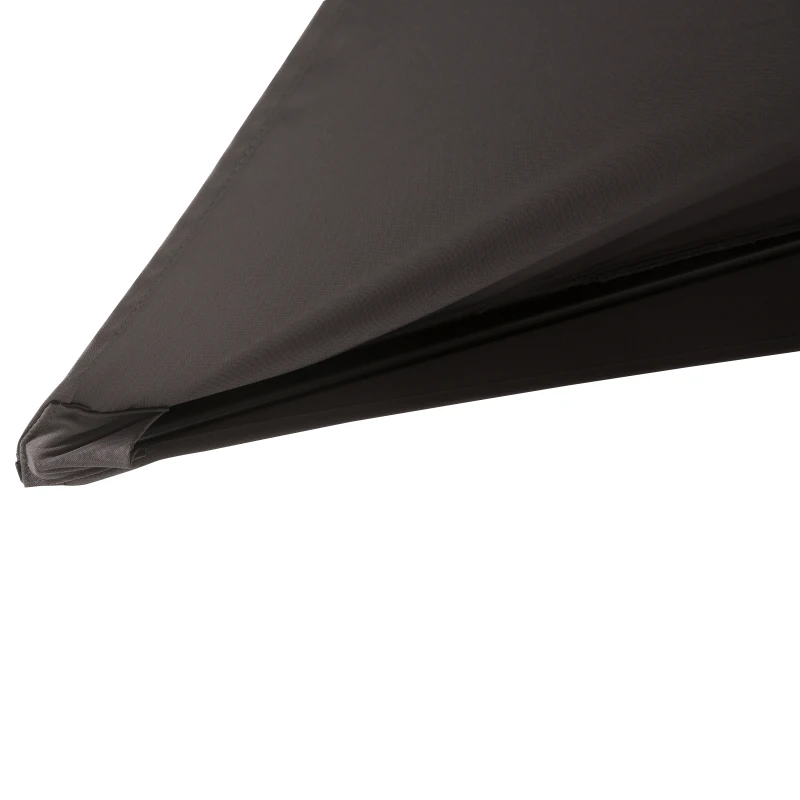 Outsunny Sombrilla 269x138x236 cm Parasol de Jardín con Manivela y Forma Semicircular Tela Poliéster 180 g/m² para Exterior Terraza Patio Piscina Gris