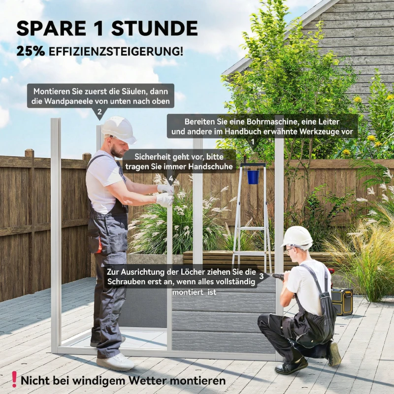 Outsunny Opbergkast 1,9 m² 182 x 121 x 200 cm tuinschuur met zadeldak, vloer, afsluitbare deur