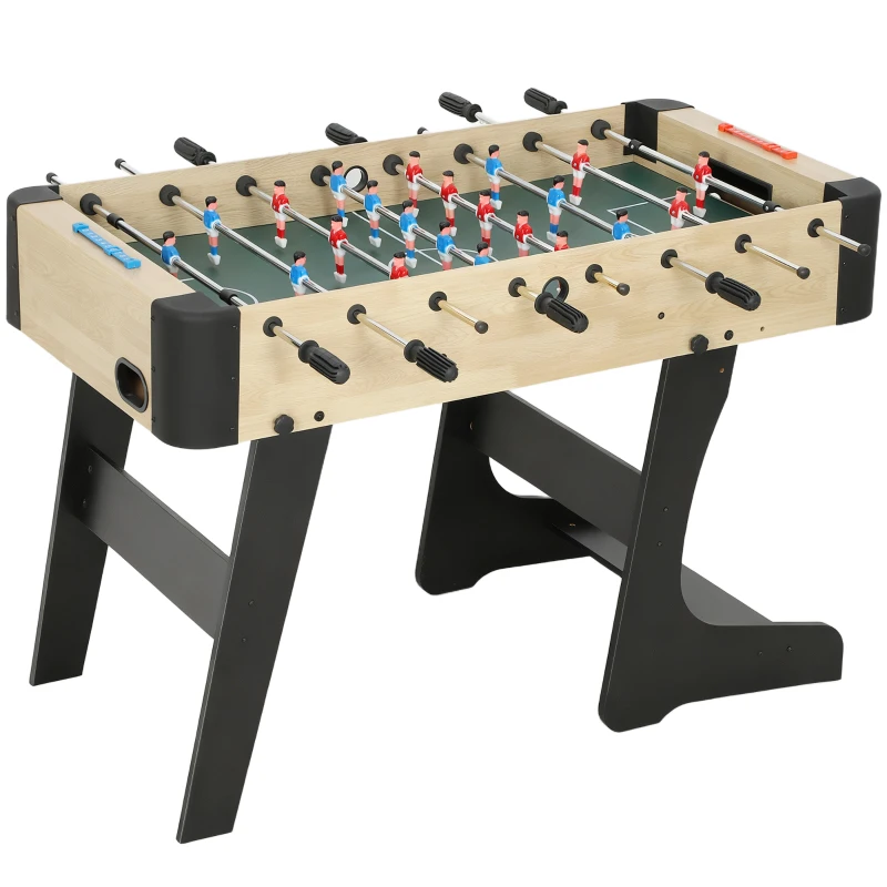 SPORTNOW Calcio Balilla Pieghevole con Impugnature Antiscivolo, 2 Palline e Segnapunti, Verde e color Legno