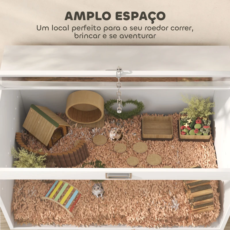 PawHut Gaiola para Hamster com Tampa Abatível e Janela de Acrílico Transparente 80x50x50 cm Branco