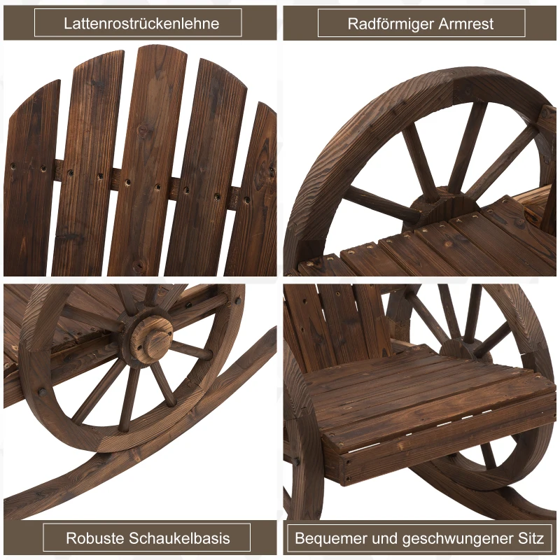 Schommelstoel relaxstoel tuinstoel schommelstoel wieldesign hout bruin(m-6)