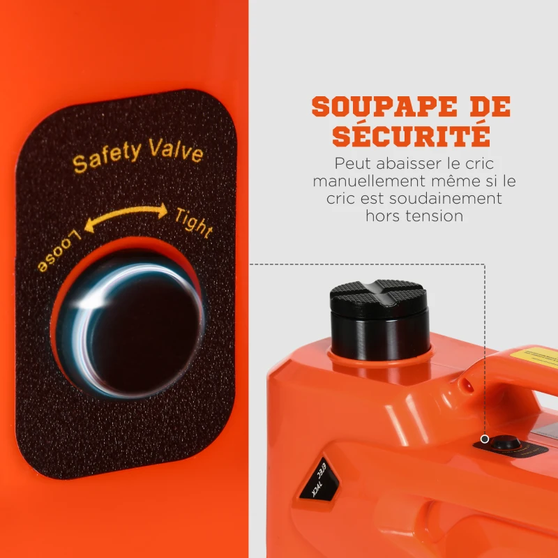 DURHAND Cric électrique hydraulique voiture levage 15,5-36 cm/42 cm - 12V charge 5 tonnes avec kit complet orange