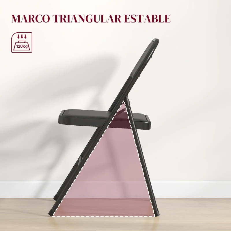 HOMCOM Juego de 2 Sillas Abatibles con Respaldo y Estructura de Acero para Oficina Estudio 45x46x78 cm Negro