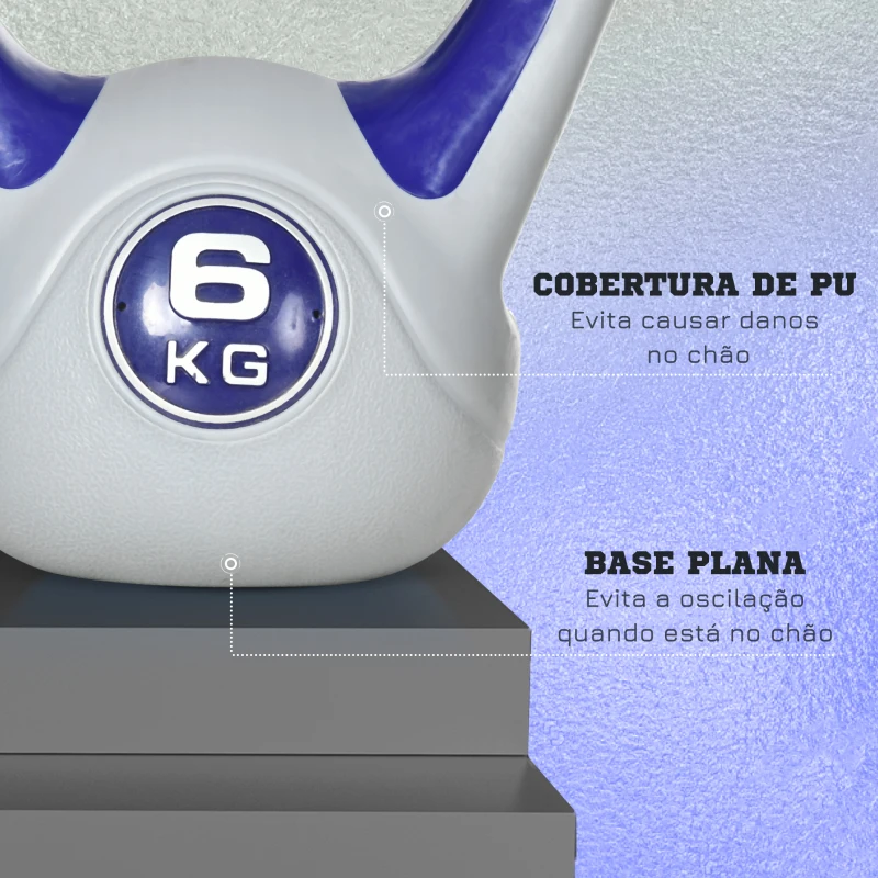 SPORTNOW Kettlebell 6 kg Peso Russo com Revestimento de PU e Enchimento de Areia para Treino 20x13x22 cm Roxo e Cinza