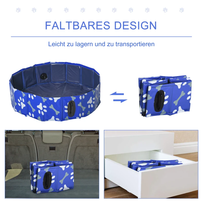 PawHut Hondenbad hondenzwembad hondenbad waterbak opvouwbaar Ø80 x 20 h cm