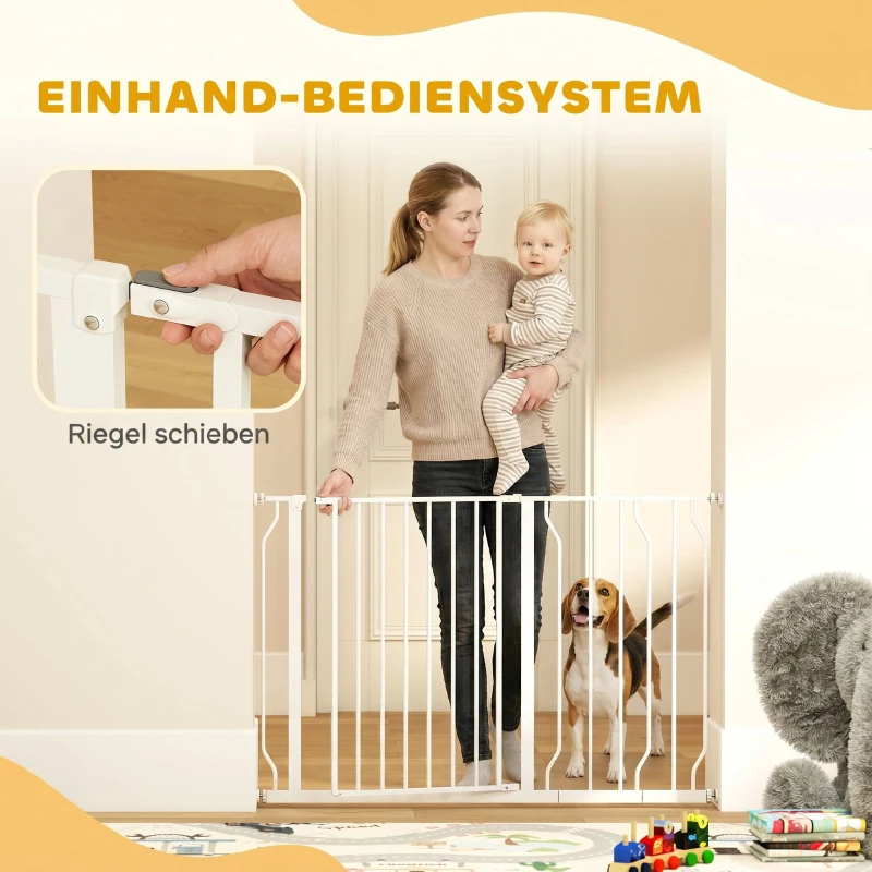 PawHut Hondenafzetting, Klemmontage, Verstelbare Lengte, Staal/ABS, 75-115 x 76 cm, Wit