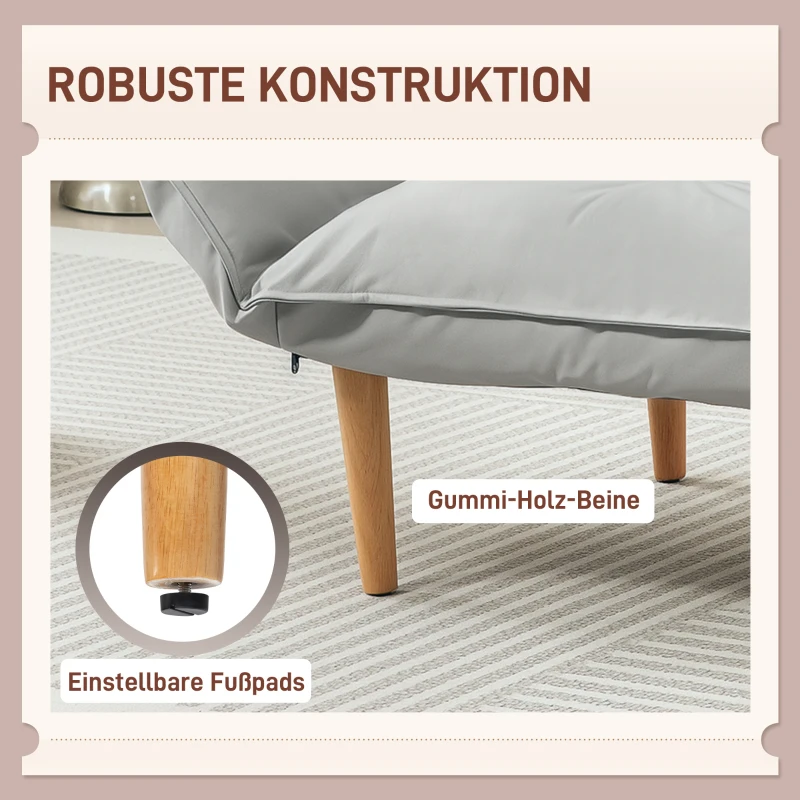 HOMCOM 2-in-1 Verstellbarer Loungesessel, Bodensessel mit Kissen, Polstersessel, für Wohnzimmer, Schlafzimmer, Hellgrau
