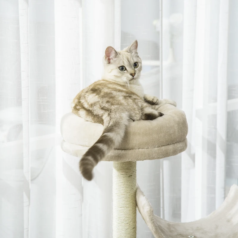 PawHut Cat Tree for Indoor Cats Kitten Pet Scratching Post Perch Activity Centre Scratcher Climb Post Play House Arch